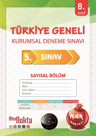 NARTEST YAYINEVİ 8 Sınıf 5 Kurumsal Deneme A Say Kitapçığı Nisan