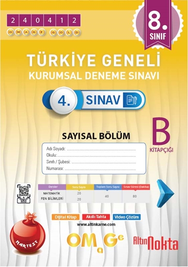 NARTEST YAYINEVİ . Omage 8. Sınıf 4. Kurumsal Deneme Nisan B Say Kod 240412